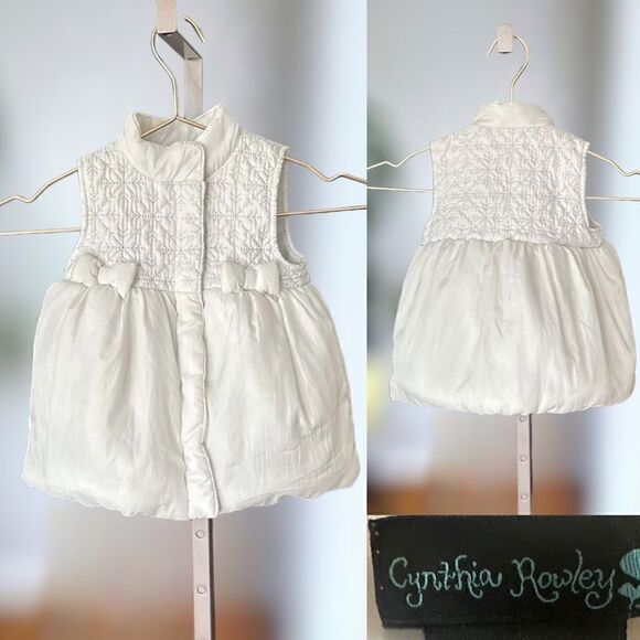 Cynthia Rowley Baby Infant Toddler Bow Winter Snow Puffer Vest Size 24 Months - Picture 1 of 13